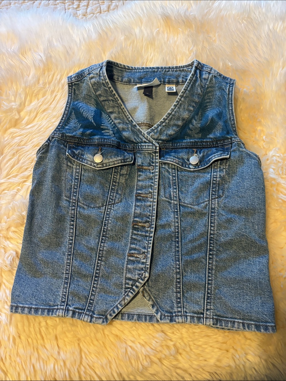Fern Print Jean Vest XS